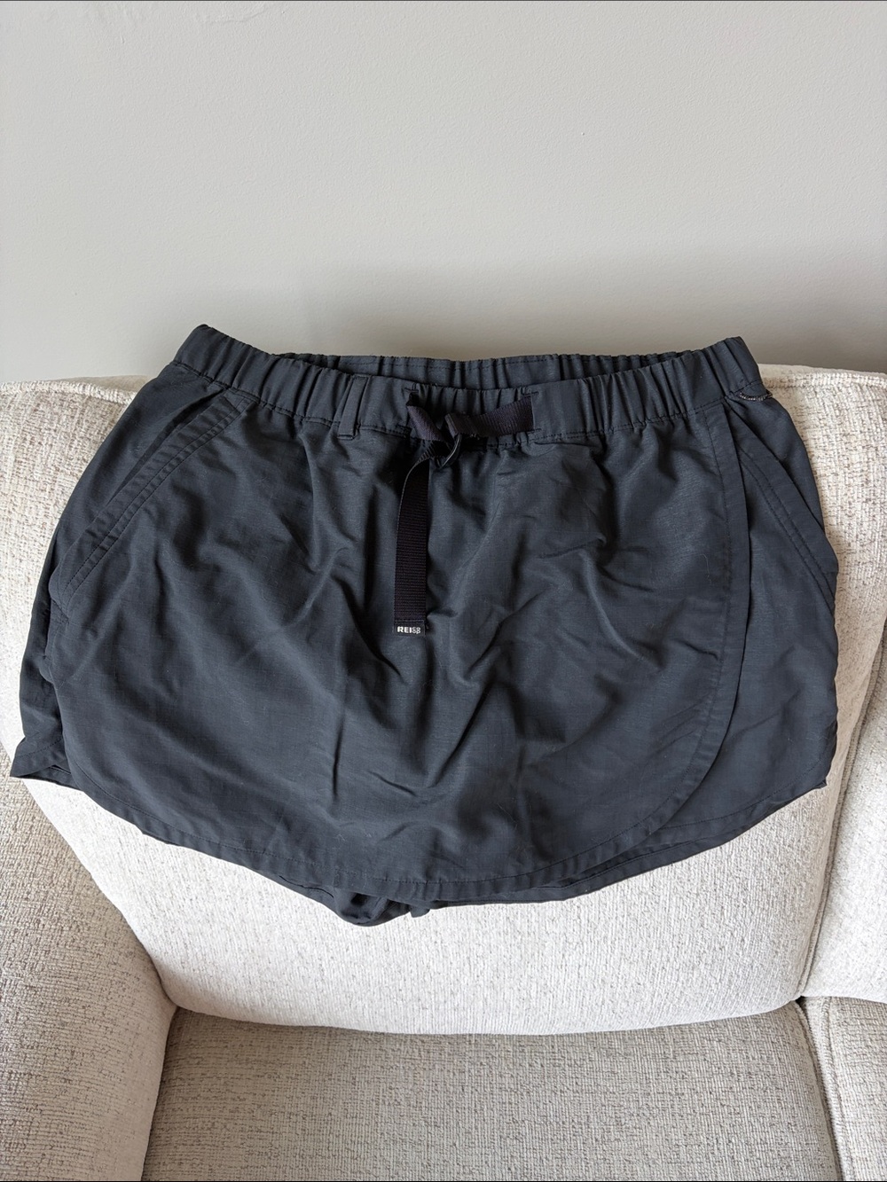 REI Black Athletic Skort with Drawstring Waist